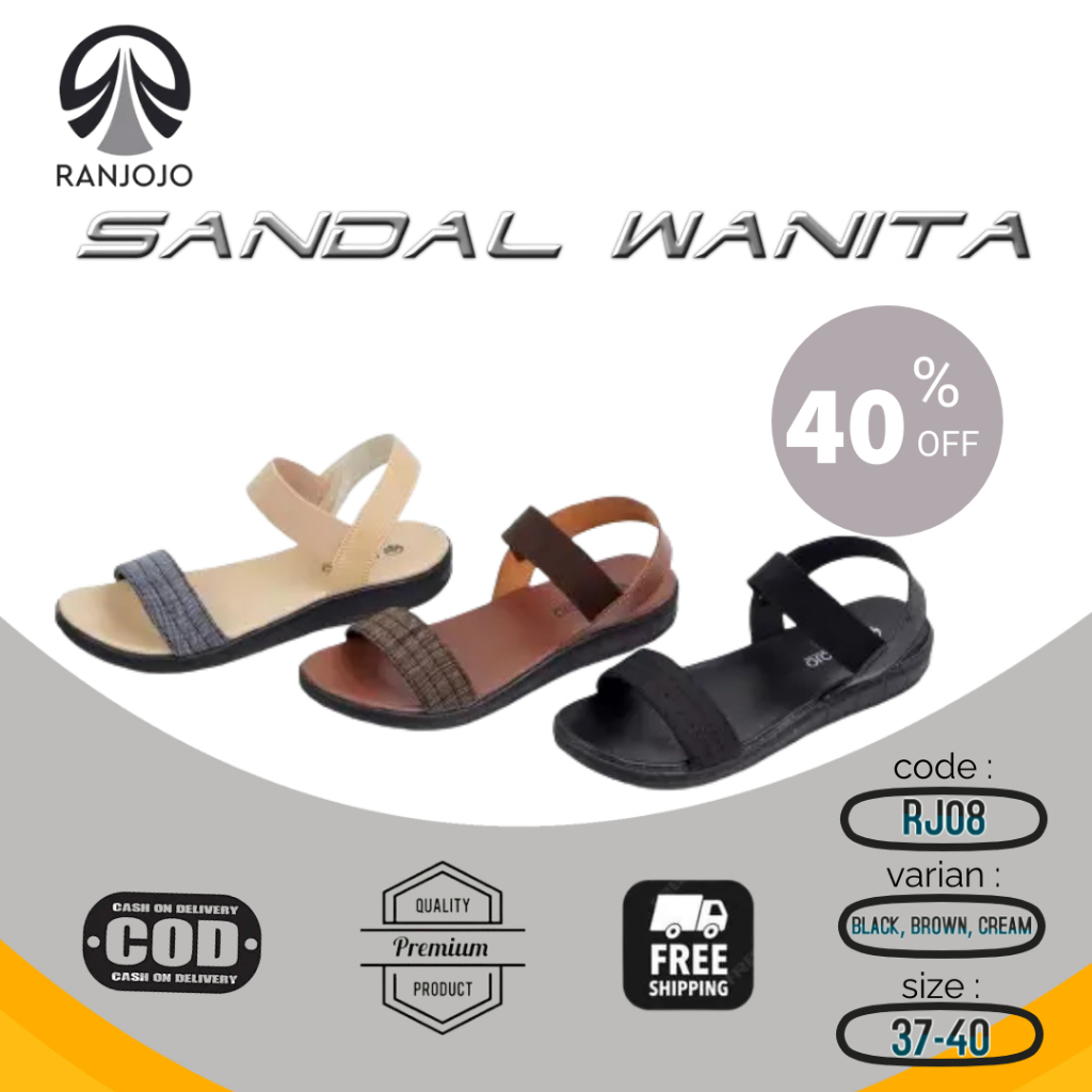 Sendal Wanita Korea Original 100% Ranjojo Sendal Flat Cewek Perempuan Sandal Gunung Wanita  RJ08