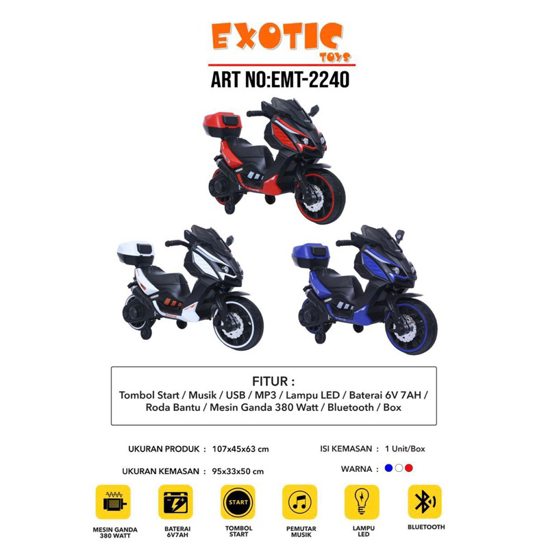 Mainan Anak Motor Aki Exotic EMT 2240 Motor Motoran Anak Exotic