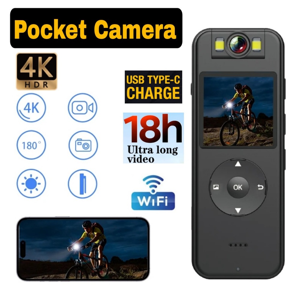 Kamera Pocket Wifi 2K HD Night Vision Body Camera Recorder Usb C CS09