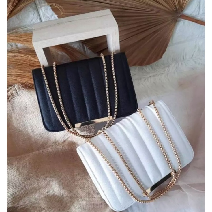 Tas Wanita Embose Tali Rantai ulir emas ART F4I7