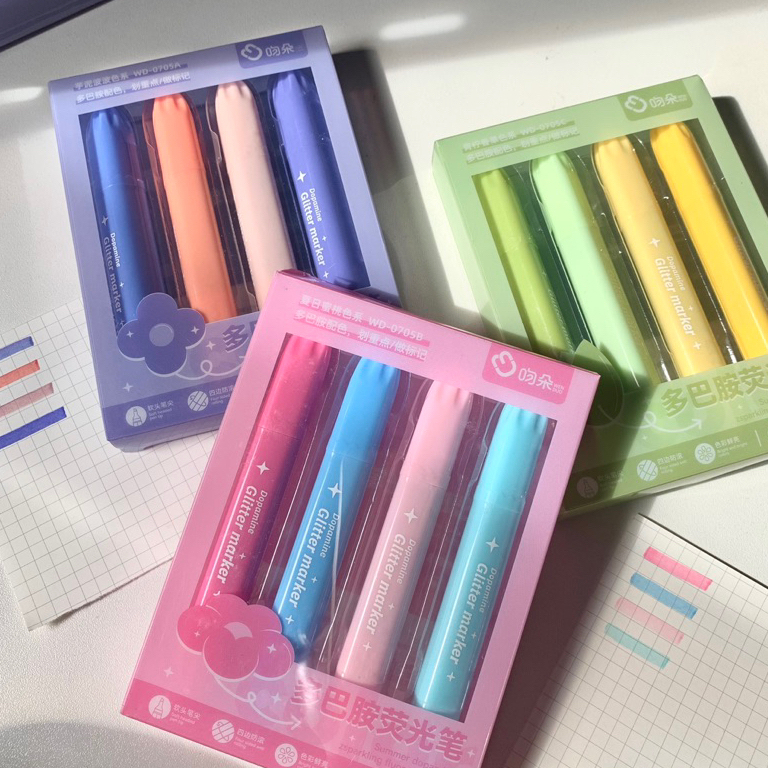 

[HARU] 4pcs Dopamine Series Stabilo Highlighter Brushpen