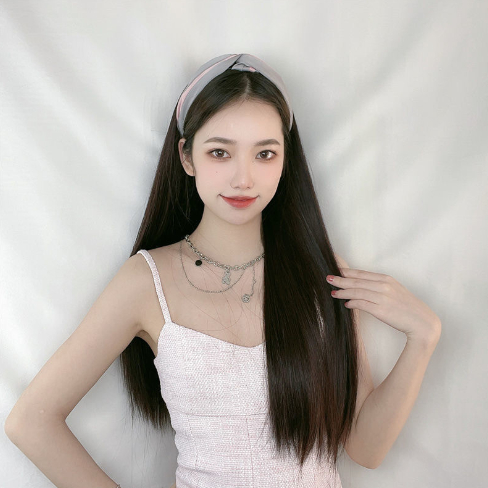 Wig Bando Cantik Wanita Simple Elegan Korean Version Wig Bando Panjang Wanita Hairclip Korea Rambut 