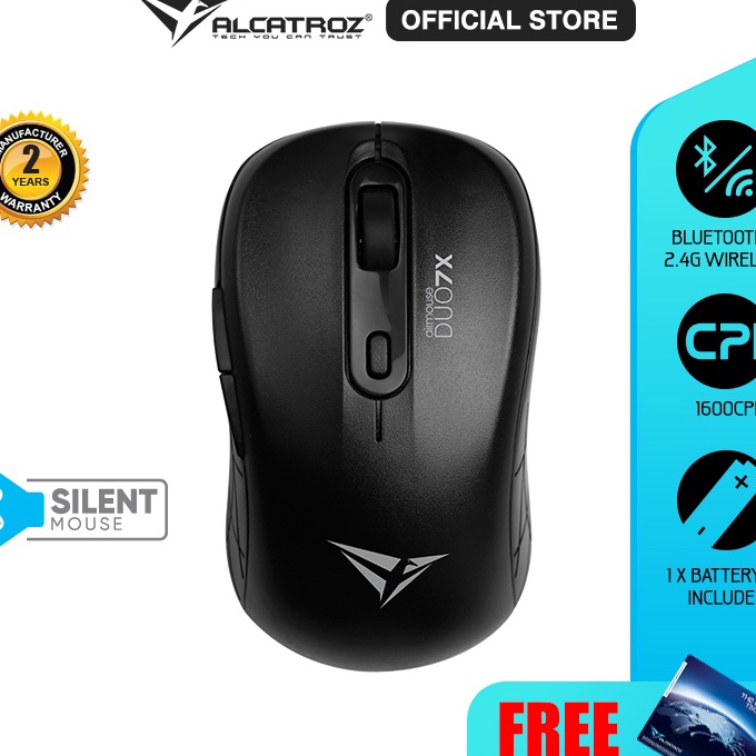 Bonuskan Mouse Wireless  Blueooth 5 Alcatroz AirMouse Duo 7X Silent Click 24G Wireless Garansi Resmi