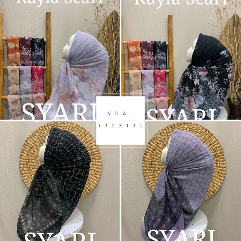 SYARI TERBARU TERMURAH | Katalog 4 Voal Motif Kayla Scarf | Hijab Segi Empat 130x130