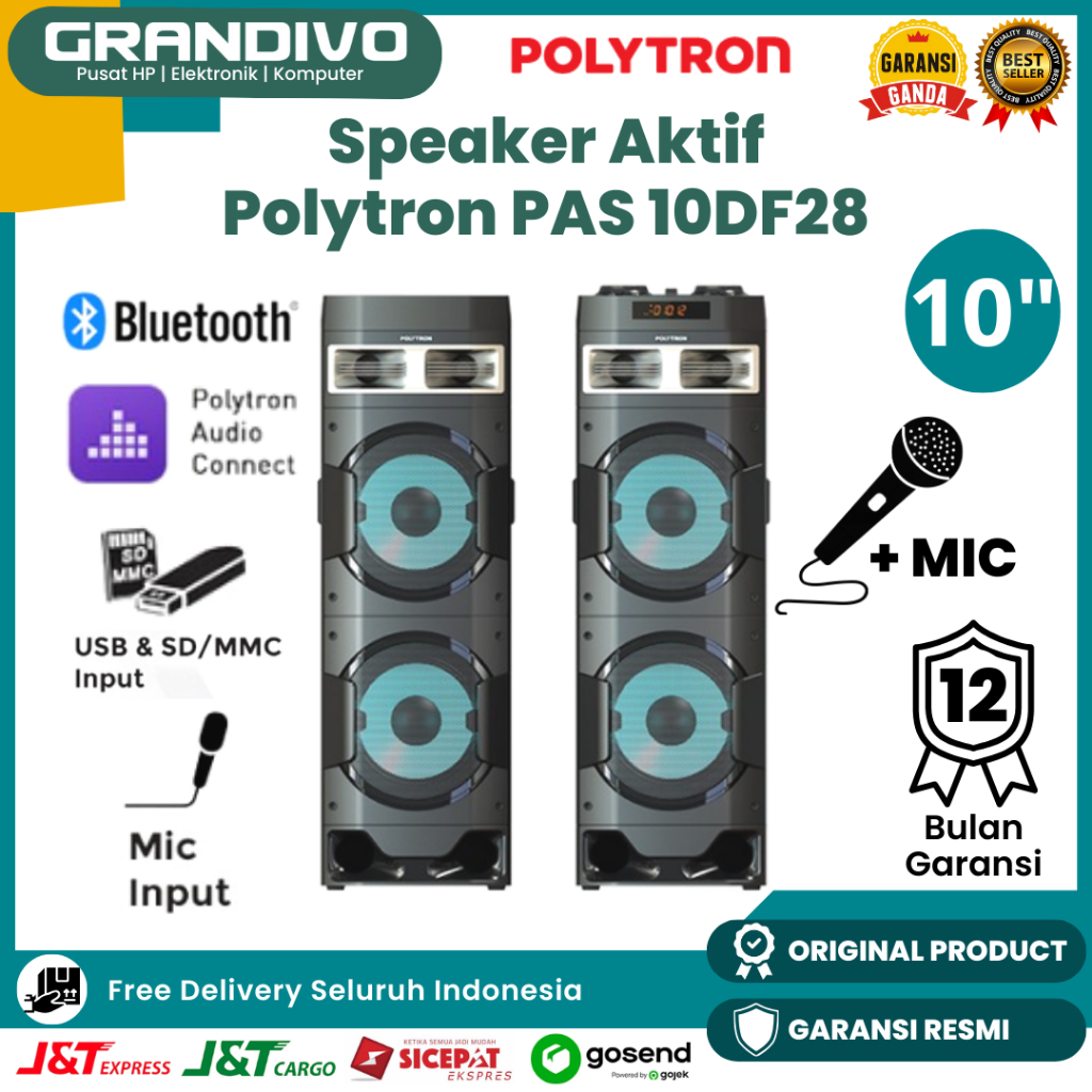Speaker Aktif Polytron PAS 10DF28 Speaker Bluetooth 10inch Superbass Garansi Resmi Polytron