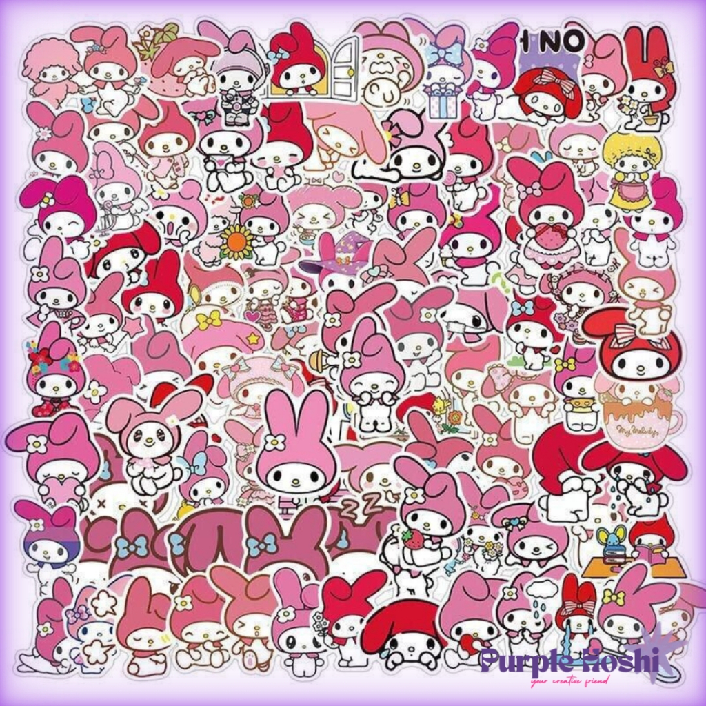 

Purple Hoshi 50 Pcs 100 Pcs My Melody Sticker Deco Cute DIY Buku Jurnal Scrapbook