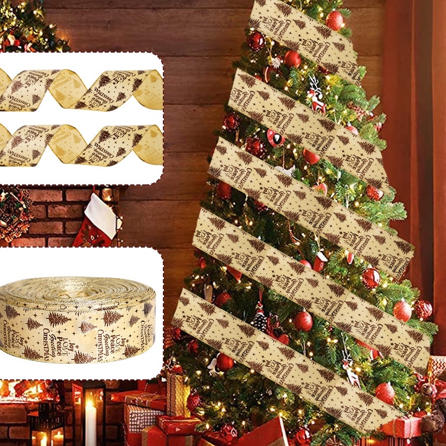 

Baju yang nyaman gaya yang mencolok 63CM2M Lebar Pita Roll Pohon Natal Cantik Aksesoris Hias Ornamen Hiasan Mainan Dekorasi Merry Christmas Meriah