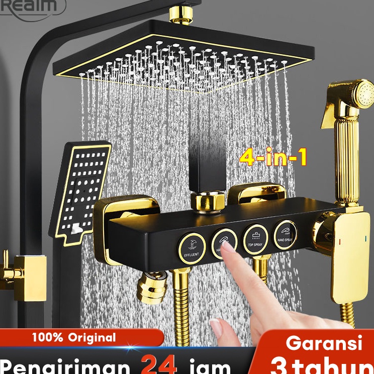 Emas Hitam 4 dalam 1, Hitam 4 dalam 1 Serbuu Shower set 4 Fungsi PanasDingin Dengan Faucet  Shower M
