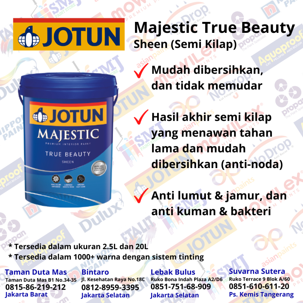 CAT TEMBOK INTERIOR MAJESTIC TRUE BEAUTY SHEEN JOTUN 2,5 LTR