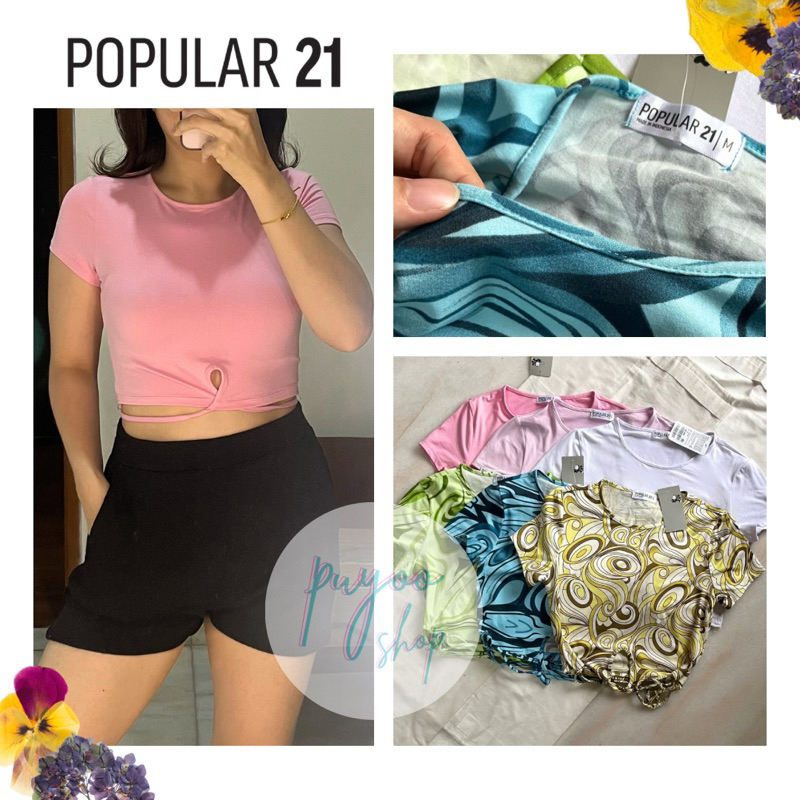POPULAR 21 Front Tie Tee | Kaos Ikat Depan