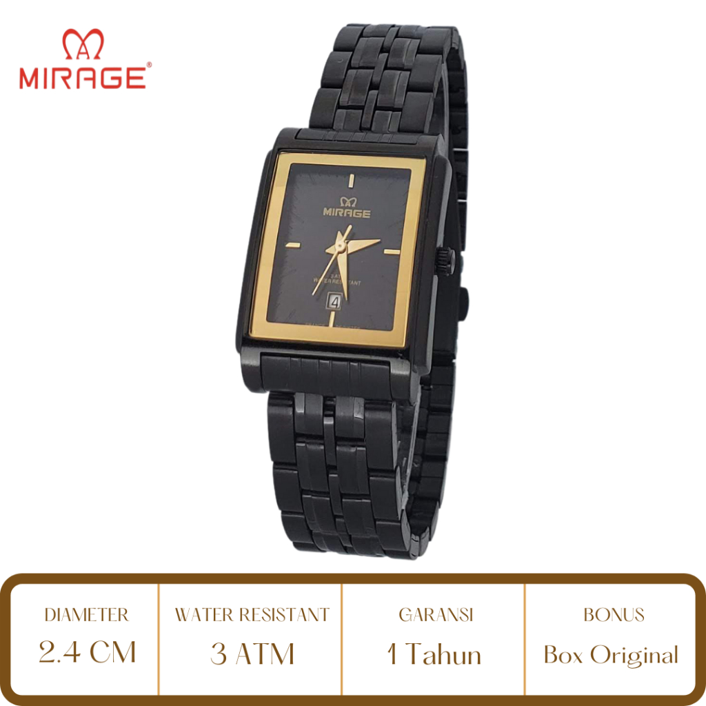 Mirage Watch Official Jam Tangan Wanita Mirage Hitam Rose Gold 8576 BSP L