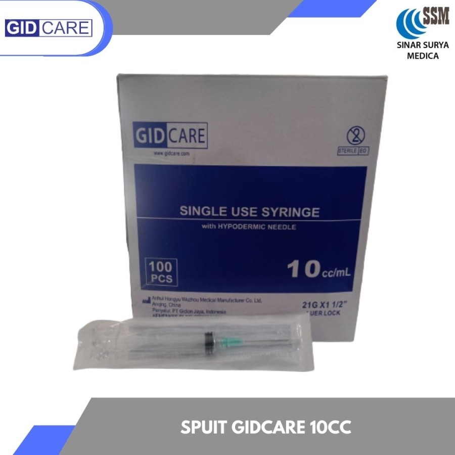 Disposable Syringe 10cc With Needle Gidcare / Alat Suntik Spuit 10ml - Gidcare Box