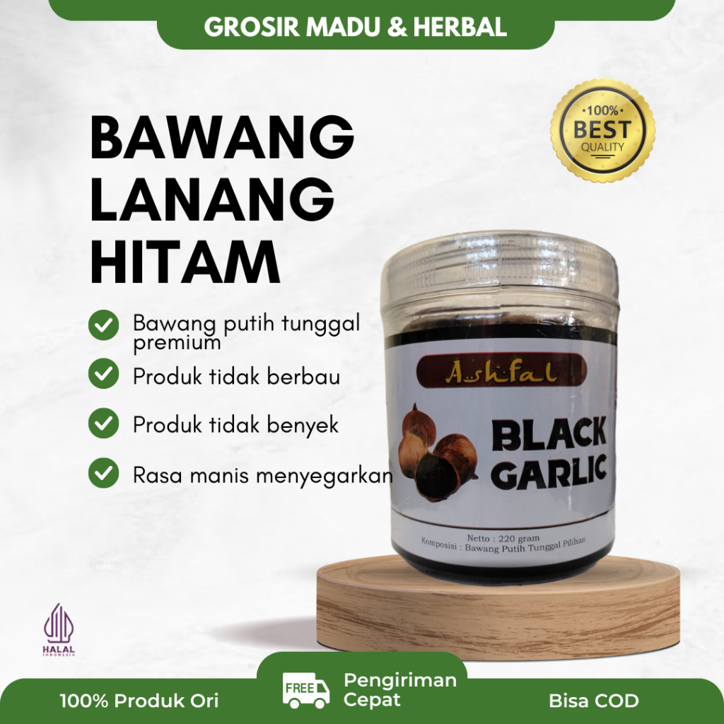 

BLACK GARLIC ASHFAL Premium Bawang Putih Tunggal Lanang Hitam Atasi Tekanan Darah Tinggi Kolesterol