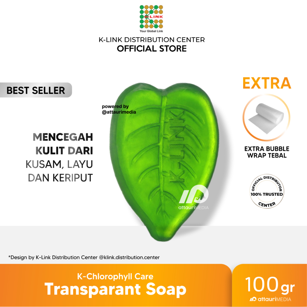 K-Link K-Care Chlorophyll Transparant Soap 100 gr Sabun Klorofil Sabun K-Link Sabun Mandi Klorofil K