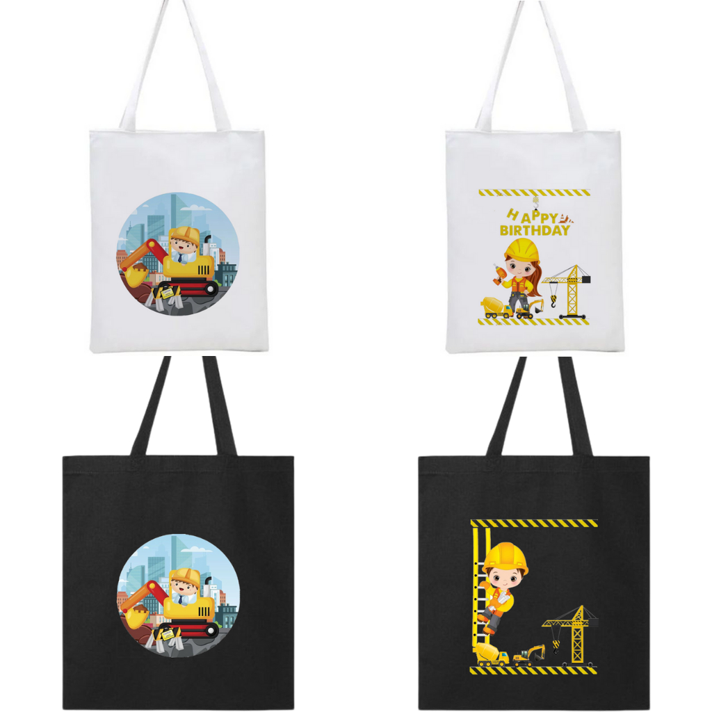 Totebag Goodie Bag Kanvas Lipat Eskavator Lucu Souvenir Ulang Tahun Ultah Anak Bingkisan Snack