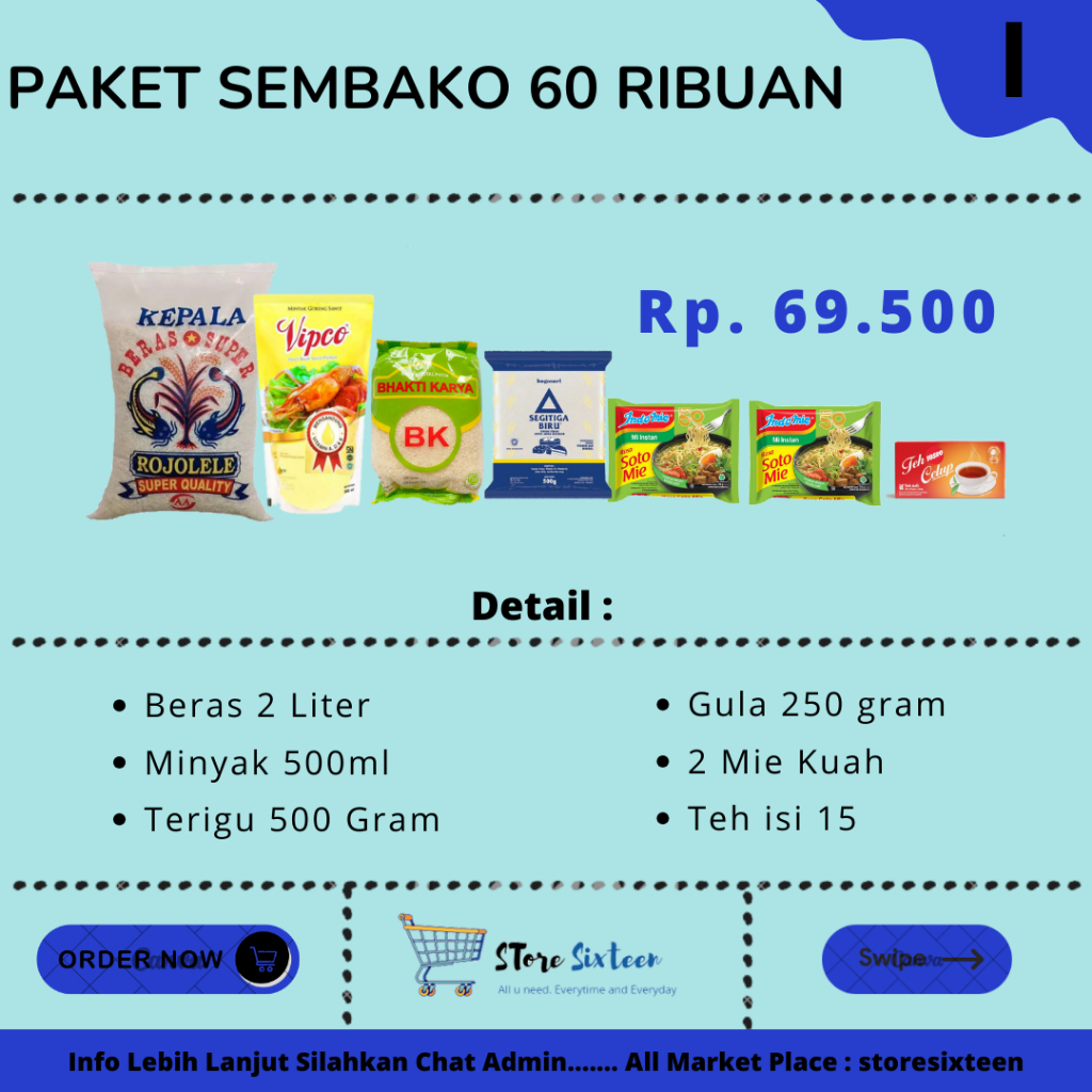 

Paket Sembako Murah 60 Ribuan I / Paket Sembako Murah By Storesixteen