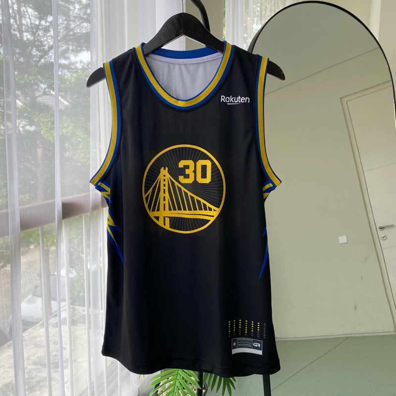 JERSEY BASKET STEPHEN CURRY #30 WARRIORS GSW 75Th ANNIVERSARY HITAM BLACK SWINGMAN