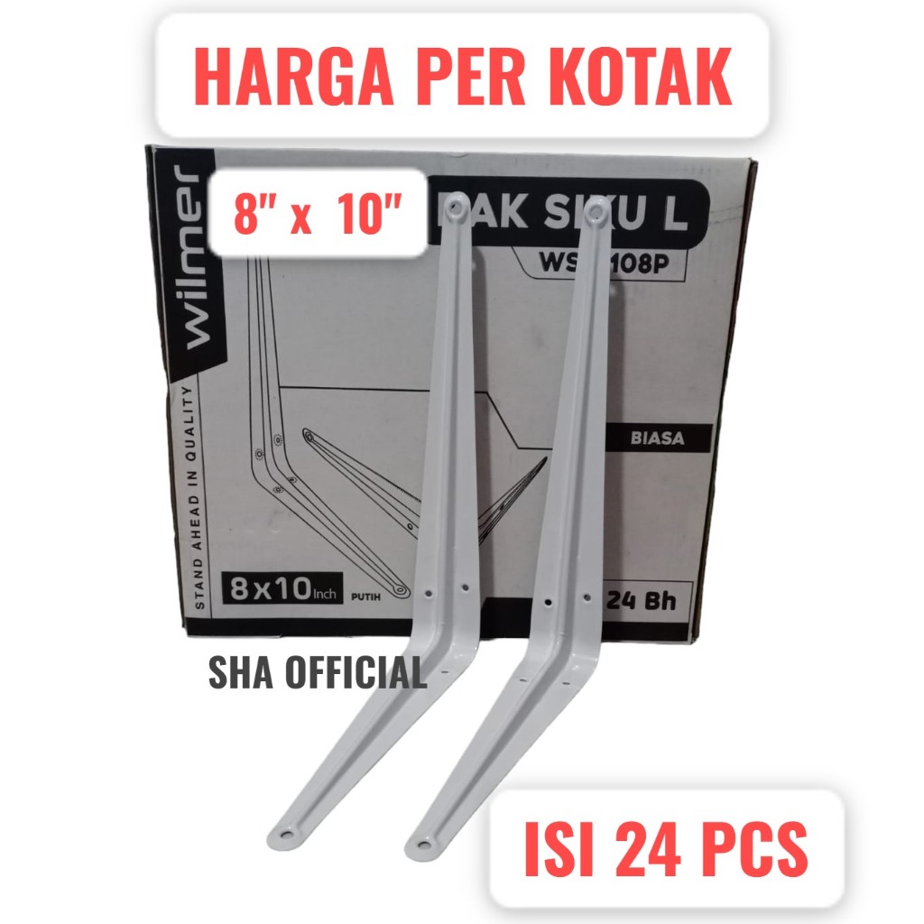 Siku Rak Dinding Siku L Putih 8 x 10 Per Kotak Isi 24 Pcs Ambalan Bracket Grosir Wilmer