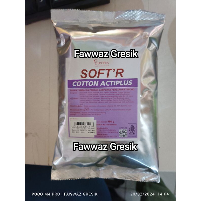 

Puratos Soft'r Cotton Acti-Plus 500gr Pelembut / SOFT'R COTTON ACTI-PLUS PURATOS 500gr / Puratos Soft'r Cotton Acti Plus 500 gr Pelembut Roti