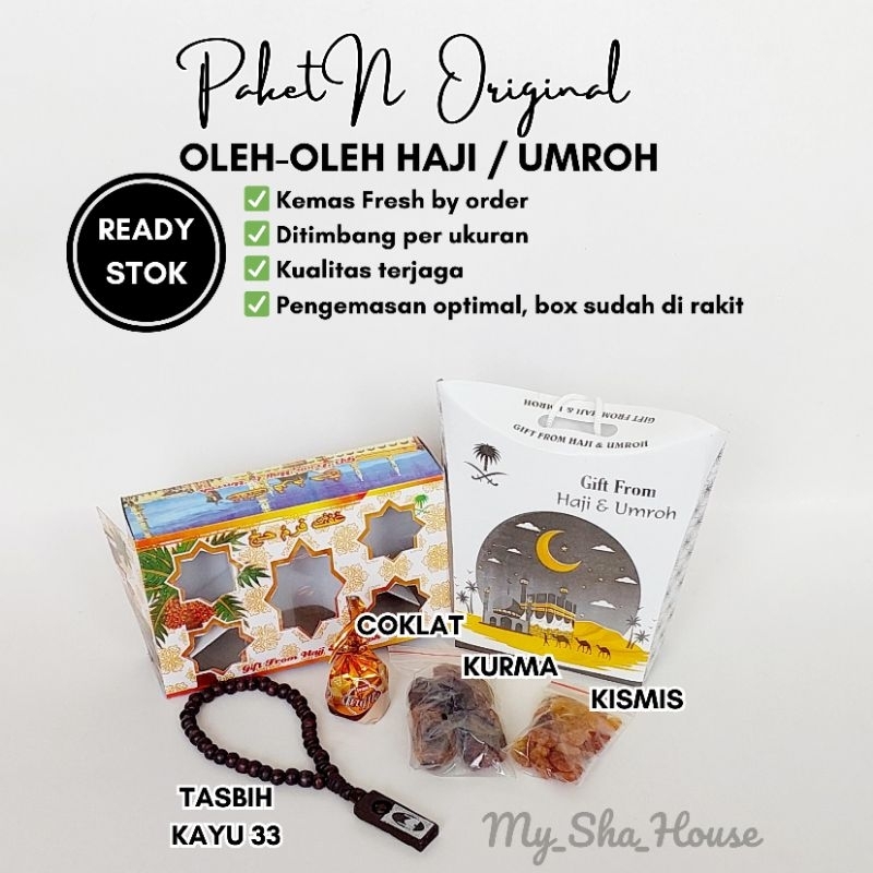 

Paket N Original oleh-oleh haji umroh berkualitas terjangkau kurma kismis coklat tasbih