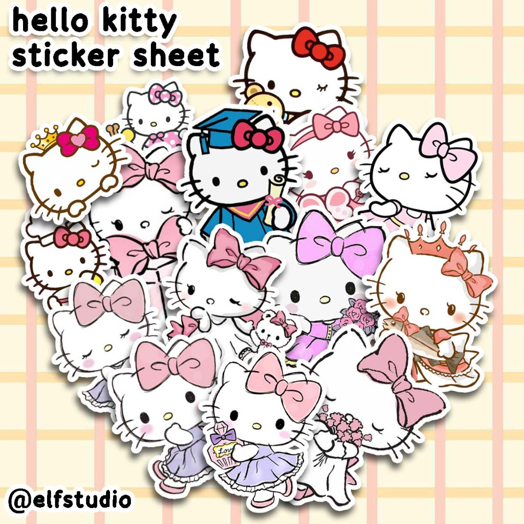 

Hello Kitty Stiker Pack Sanrio Aesthetic Dekorasi Tumblr Sticker Helo Kiti Journal Diary Scrapbook Kucing Gemoy Buku Jurnal