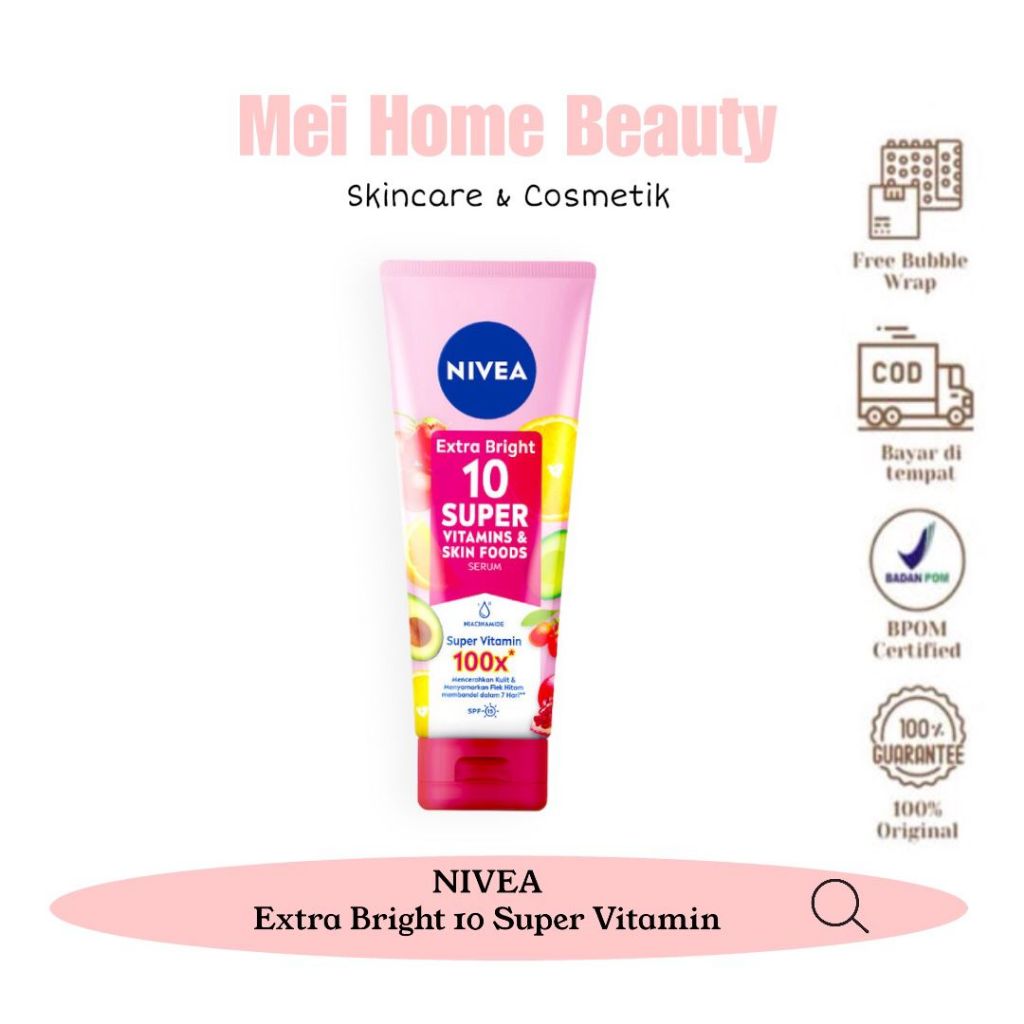ORIGINAL NIVEA Extra Bright 10 Super Vitamins & Skin Food Serum 180ml Nivea Serum Cream
