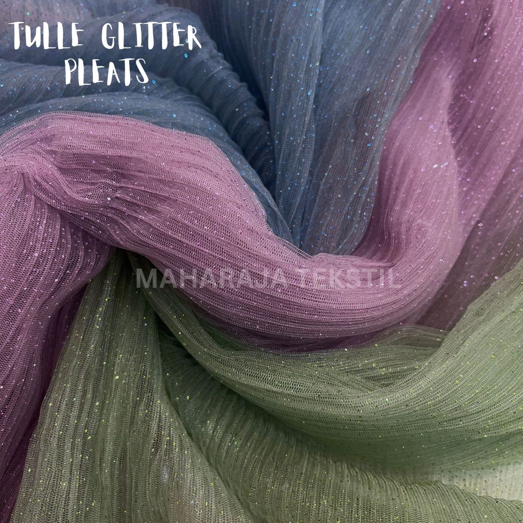 Kain Tulle Pleats glitter / Tulle Plisket / Tille Plisket glitter / Tulle Plisket Lidi / Tulle Plisk