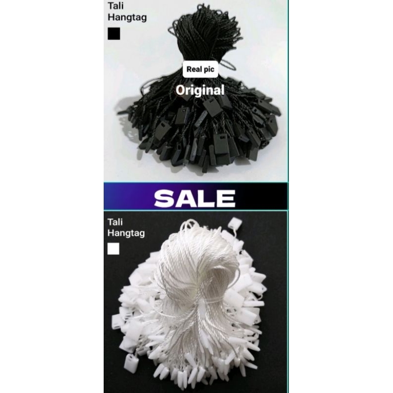 

tali hang tag/tali label/tali bandrol/tali baju/tali hitam/tali putih/tali hangtag/tali pakaian/tali serbaguna/tali gantungan/tali selop/tali kunci/tali kuat/tali kokoh