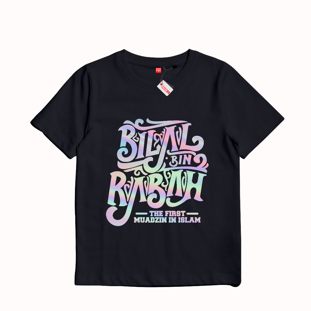 Gilan T Shirt Kaos Baju Distro Anak Gambar Bilal Bin Rabah Sahabat Nabi Muhammad SAW Muslim