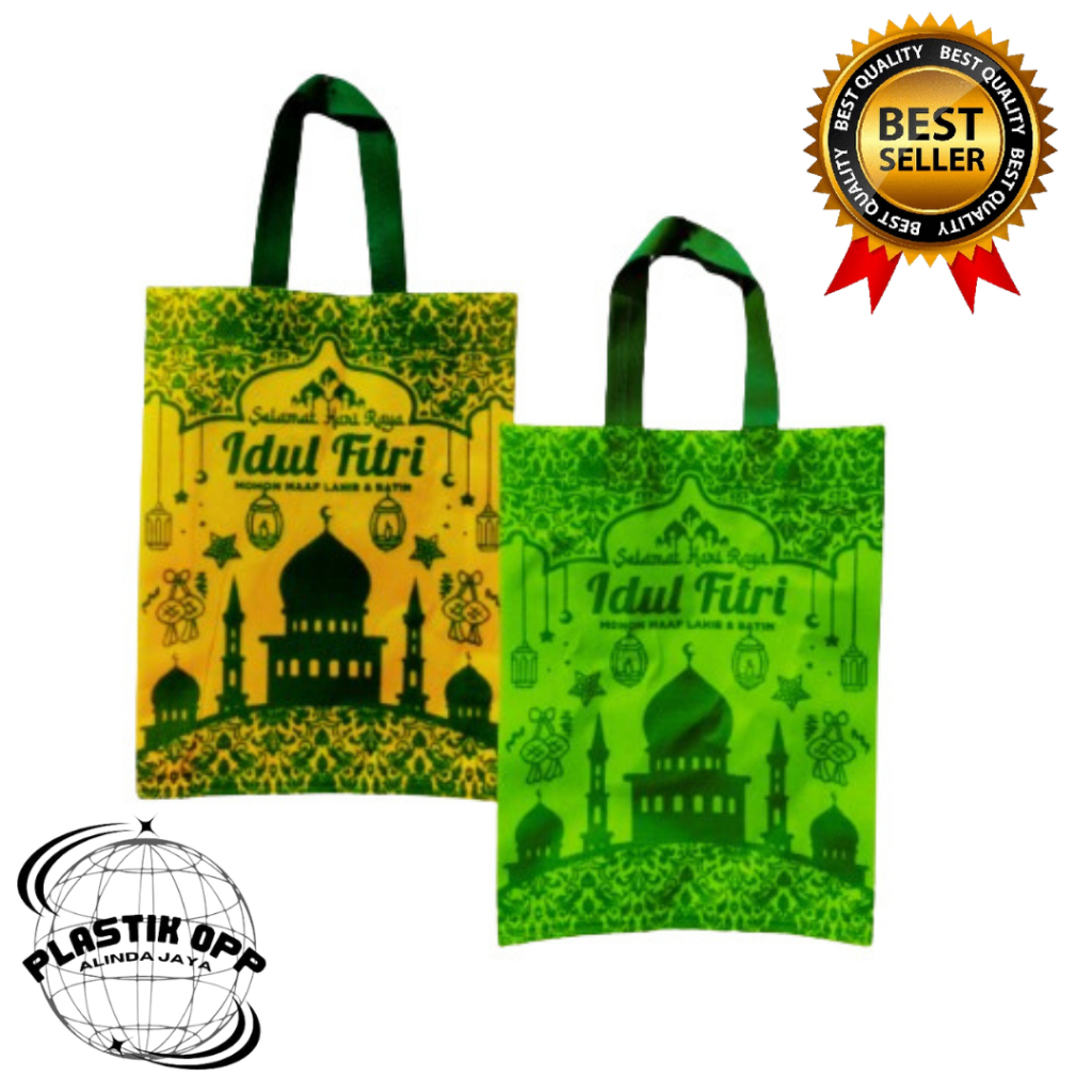 

1lusin (12pcs) PaHe ( PAket HEmat ) Goodie Bag Handle Idul fitri uk 30x40x8 kain 65gsm / Tas Spunbond Lebaran