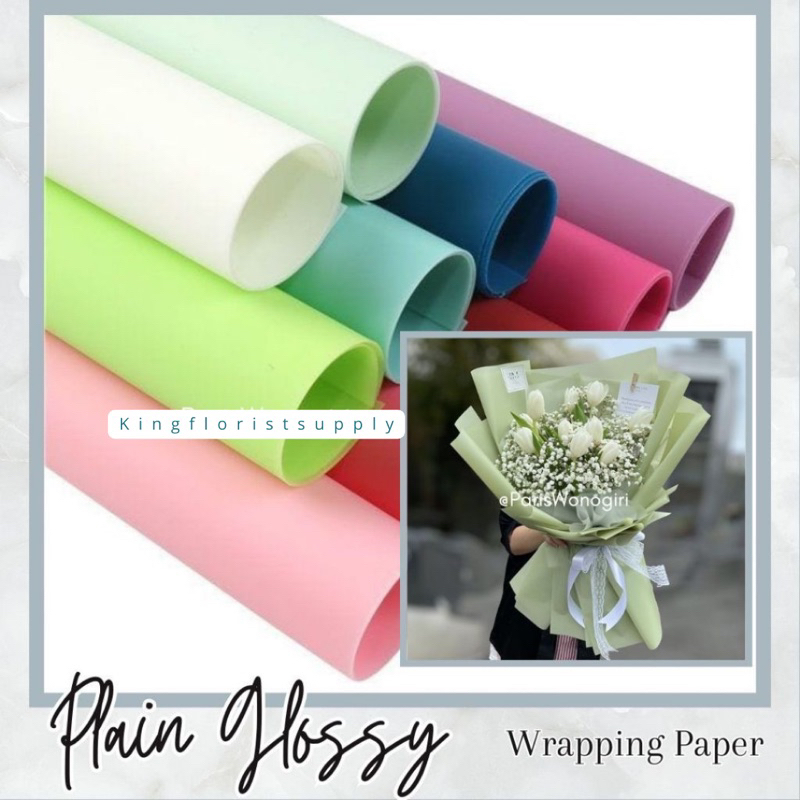 

Kertas Pembungkus Polos / Plain Glossy Flower Wrapping Paper / Cellophane / Kertas Buket / Kertas Kardus