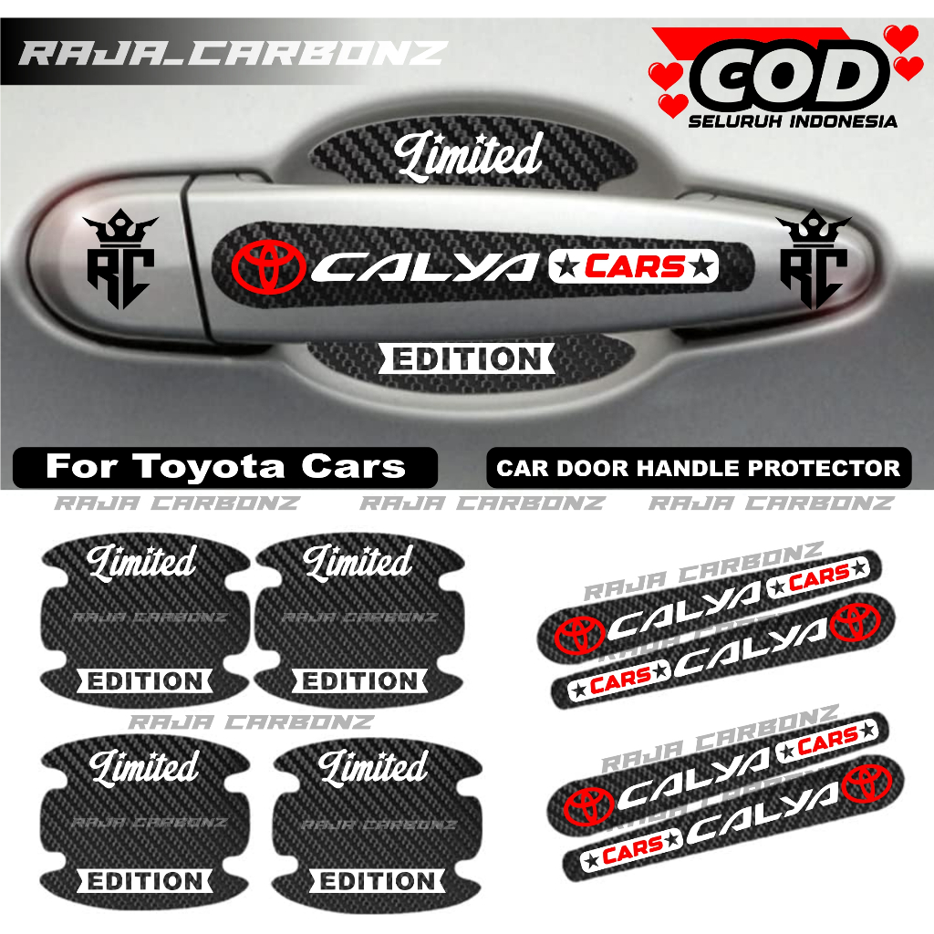 8Pcs Stiker Pelindung Gagang Pintu Mobil Toyota Calya Sticker Carbon Handle Toyota Calya