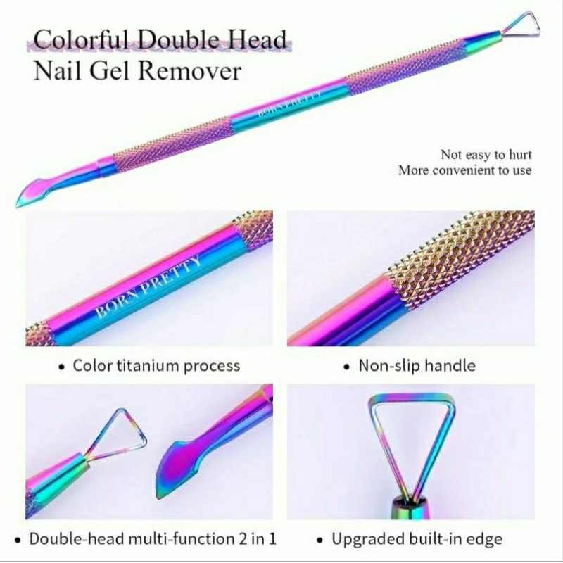 CUTICLE PUSHER STAINLESS NAIL ART TOOL | RAINBOW GEL REMOVER