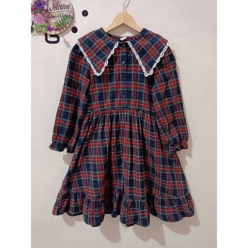 DRESS CHEEK KERAH SAILOR KOREA