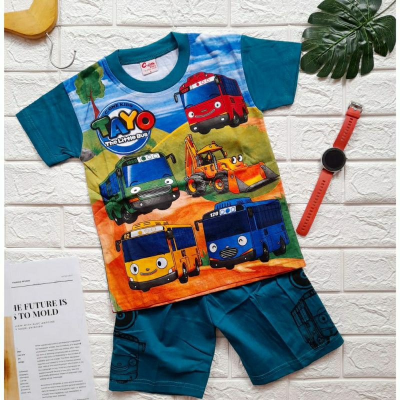 KAOS ANAK GAMBAR TAYO / SETELAN KAOS ANAK MOTIF TAYO