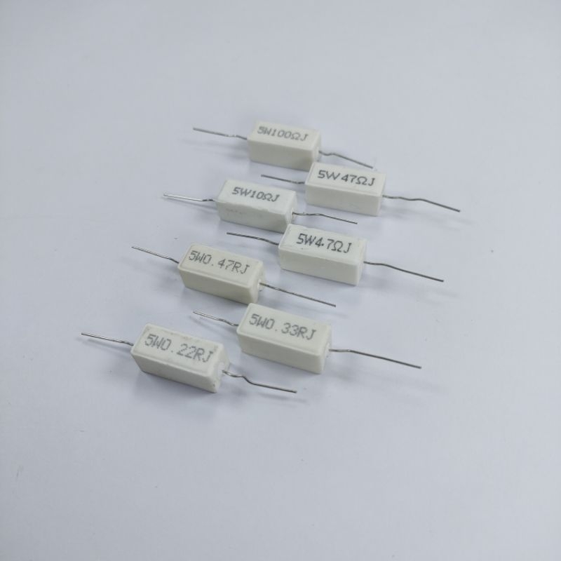 RESISTOR KAPUR 5WATT 0.22 OHM/0.33 OHM/0.47 OHM/4.7 OHM/10 OHM/47 OHM/100 OHM