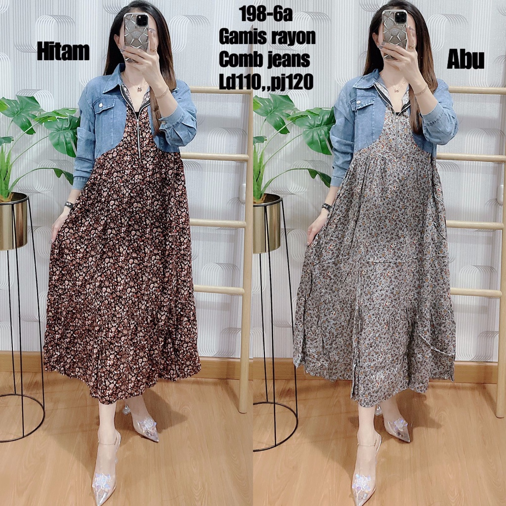 198-6a Gamis rayon jeans