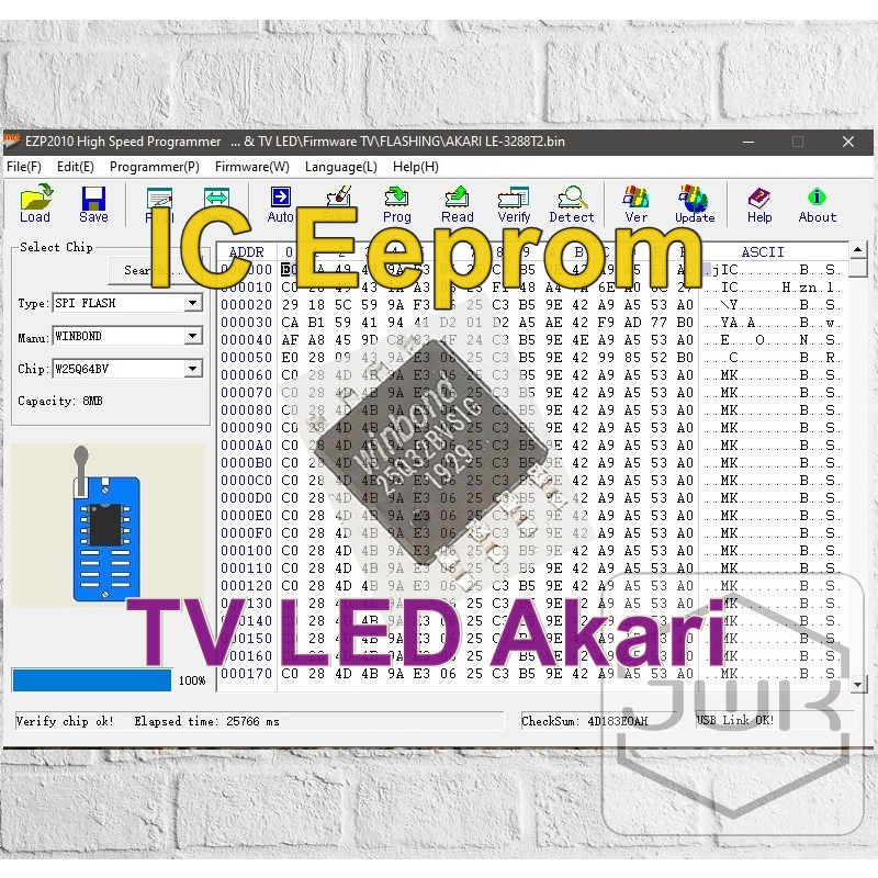 IC Eeprom plus Firmware TV Akari Siap Pakai