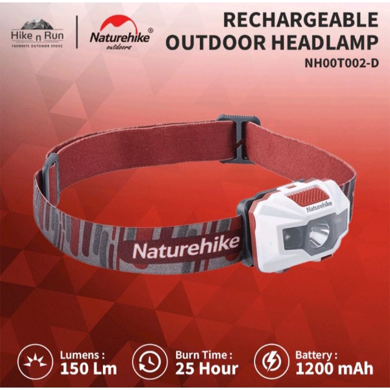 naturehike TD-02 NH00T002-D senter kepala rechargeable outdoor headlamp
