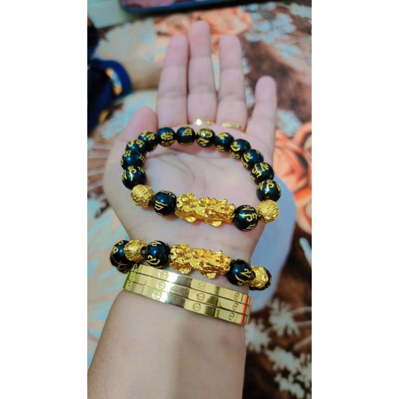 gelang batu giok replika emas naga