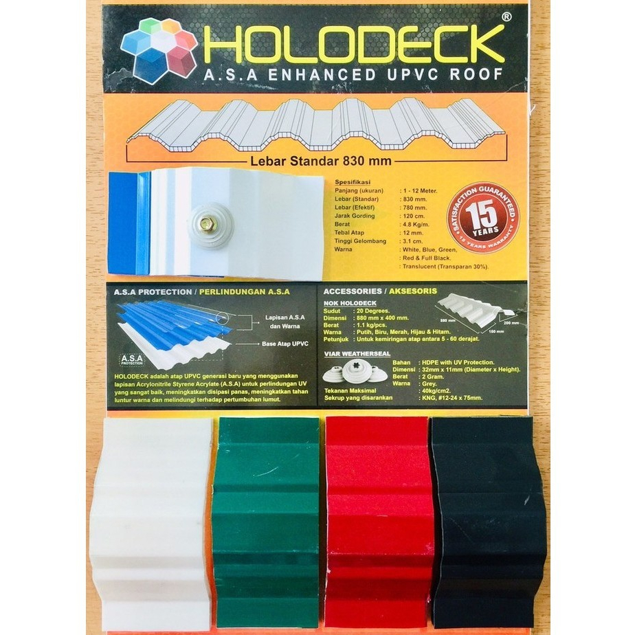 Holodeck ASA Atap UPVC Semi Transparent 12mm Setara Alderon
