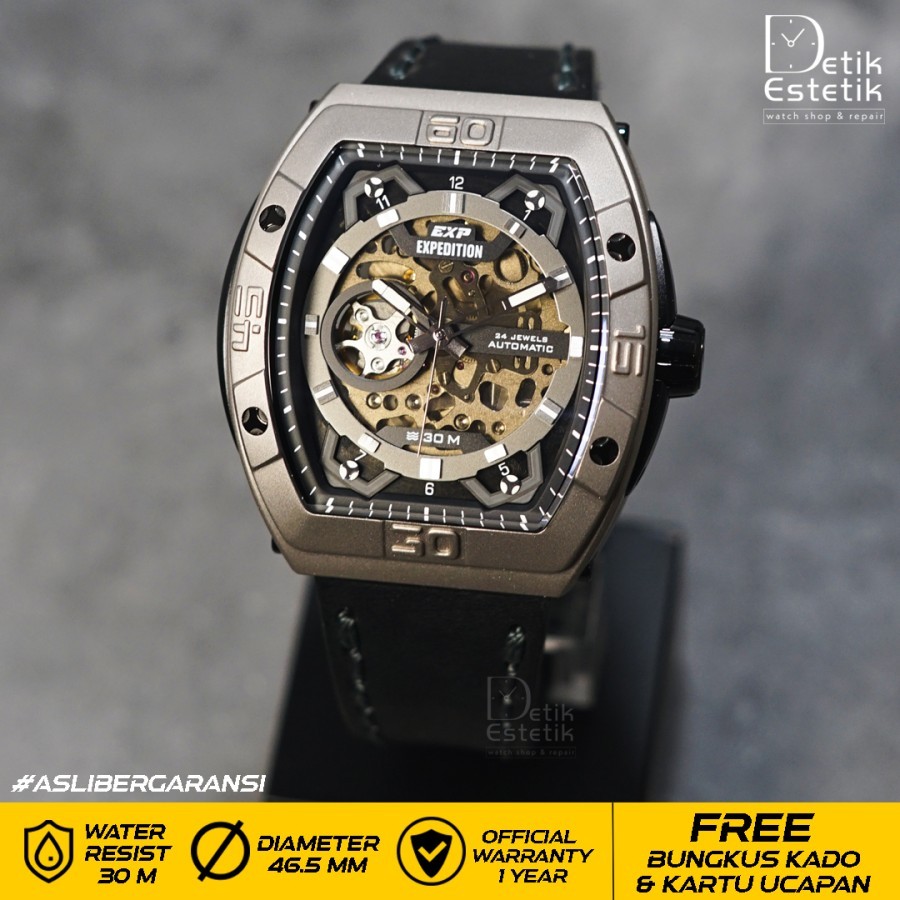 Jam Expedition E 6800 MA / E6800MA Black Leather Titanium Automatic