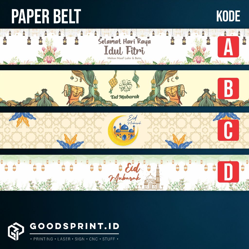 

PAPER BELT | Sleeve Box Free Desain | Paper Sleeve Packaging Box Idul Fitri Label Hampers Lebaran