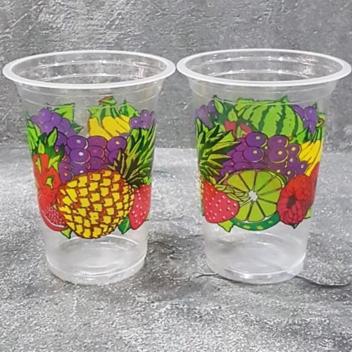 gelas cup printing buah16oz/gelas jus buah motif buah buahan isi 50 pcs