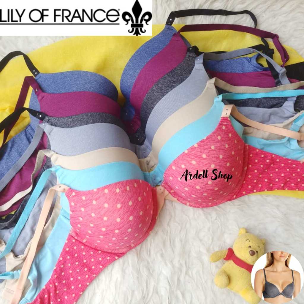 Bra Push Up Wanita Kawat Lily Of France Import Big Size Sexy Bra 34D 36D 36E 38C 38D 38E - PIN