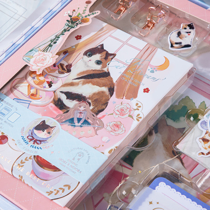 

Promo 9in1 Gift Set Jurnal Set The Cat Dream Diary Notebook + Paperbag 0720