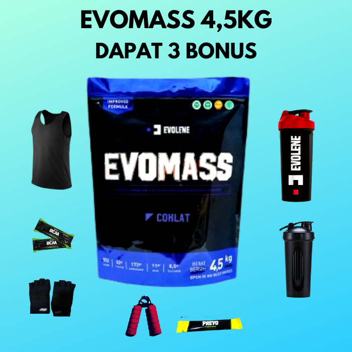 EVOMASS 10LBS 10 LBS EVOMAS COKLAT MAS GAINER 4.5KG ORIGINAL  EVOLENE SUSU PROTEIN EVOMASS