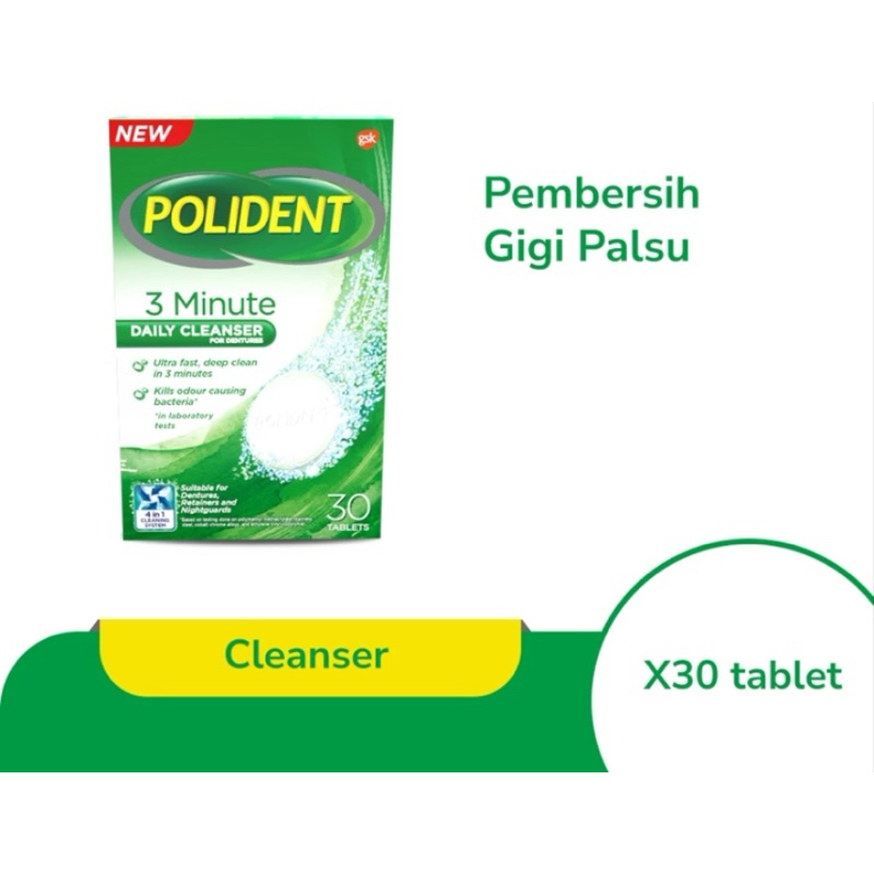 Polident Pembersih Gigi Palsu 30 Tablet / 72 tablet