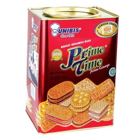 Unibis Prime Time Segi Tin (800 Gr) Biskuit Kaleng Roti Kaleng Kue Kaleng