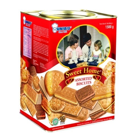 Unibis Sweet Home Segi Tin (1500 Gr) Biskuit Kaleng Roti Kaleng Kue Kaleng